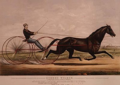 The Celebrated Trotting Stallion George Wilkes, as he appeared in his great wagon race against Lady Thorne, 14th June 1866 by N. and Ives, J.M. Currier